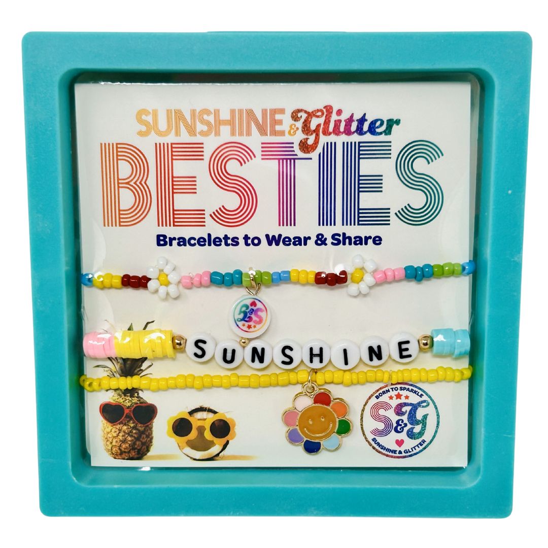 BESTIES Bracelet Set - Sunshine - Teal Box