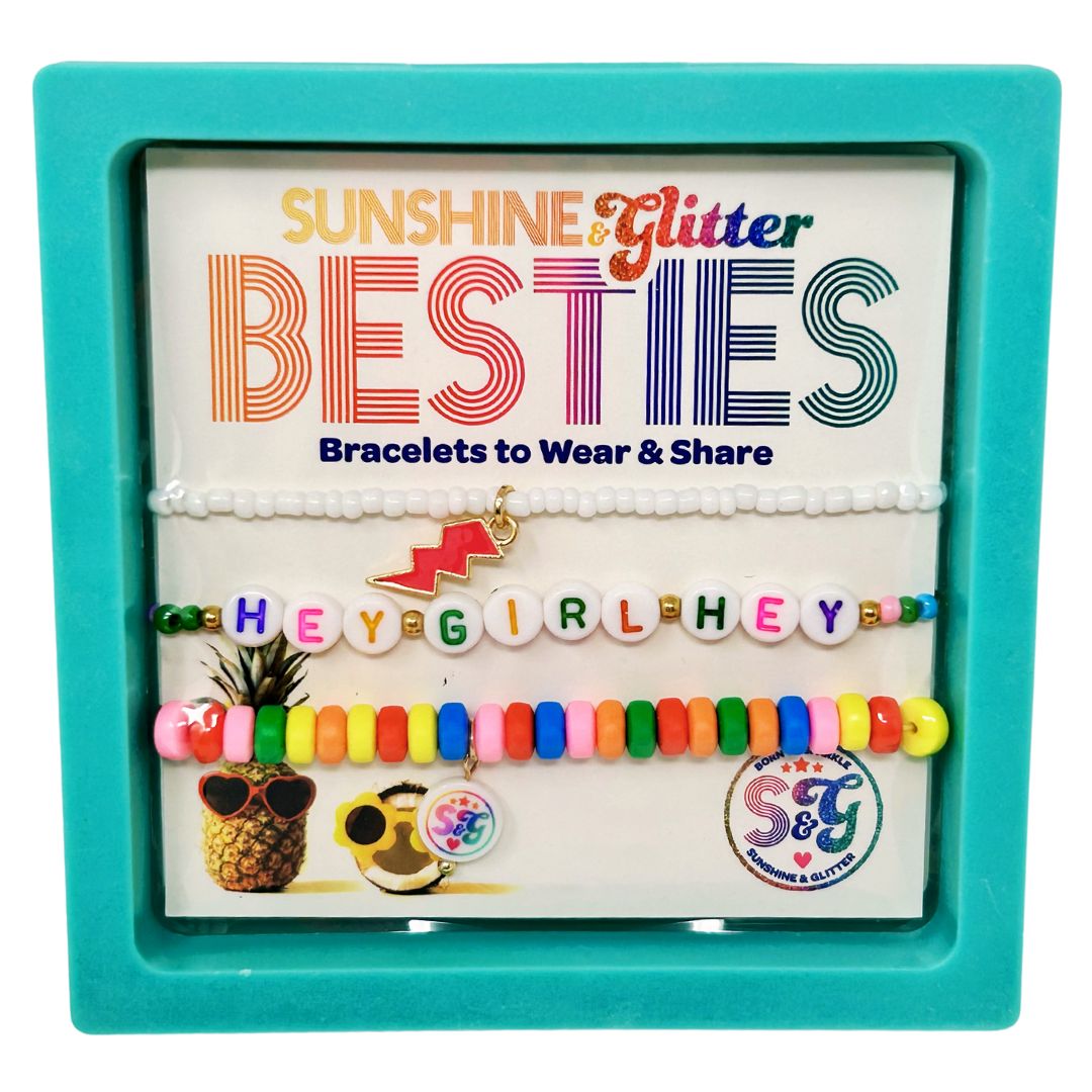BESTIES Bracelet Set - Hey Girl Hey - Teal Box