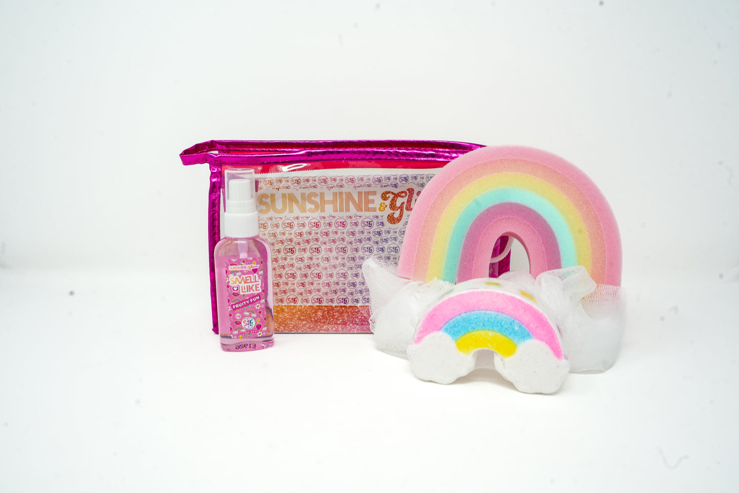 Pink Double Rainbow Bath Set