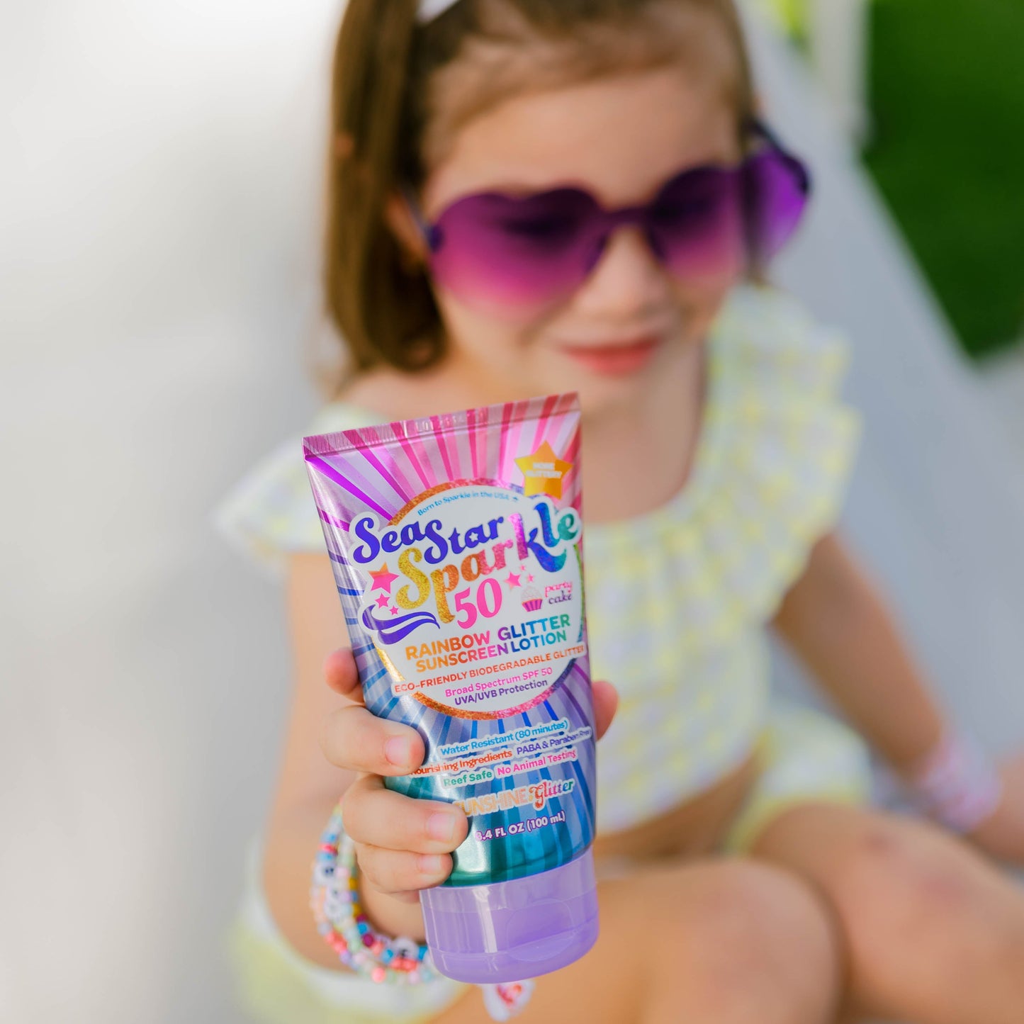 Sea Star Sparkle Rainbow Party Cake SPF 50 Travel-Ready Gift Set