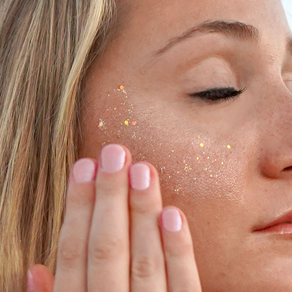 Sunshine & Glitter holographic glitter gel for face and body, 2 fl oz – vegan and cruelty-free Sunshine & Glitter glitter gel – festival makeup for face, body, and hair, 2 fl oz Sunshine & Glitter sparkle gel – long-lasting, skin-safe glitter for parties and festivals, 2 fl oz Sunshine & Glitter FESTIVAL READY glitter gel – shimmering body glitter, 2 fl oz jar