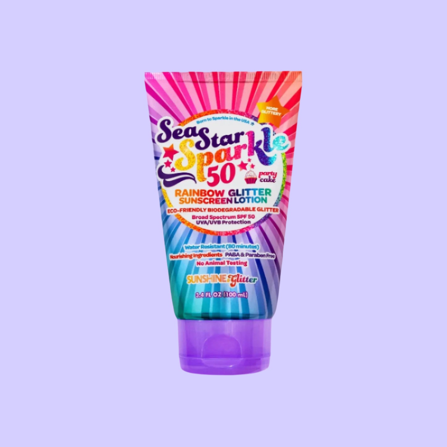 Sea Star Sparkle Rainbow Party Cake SPF 50 Travel-Ready Gift Set