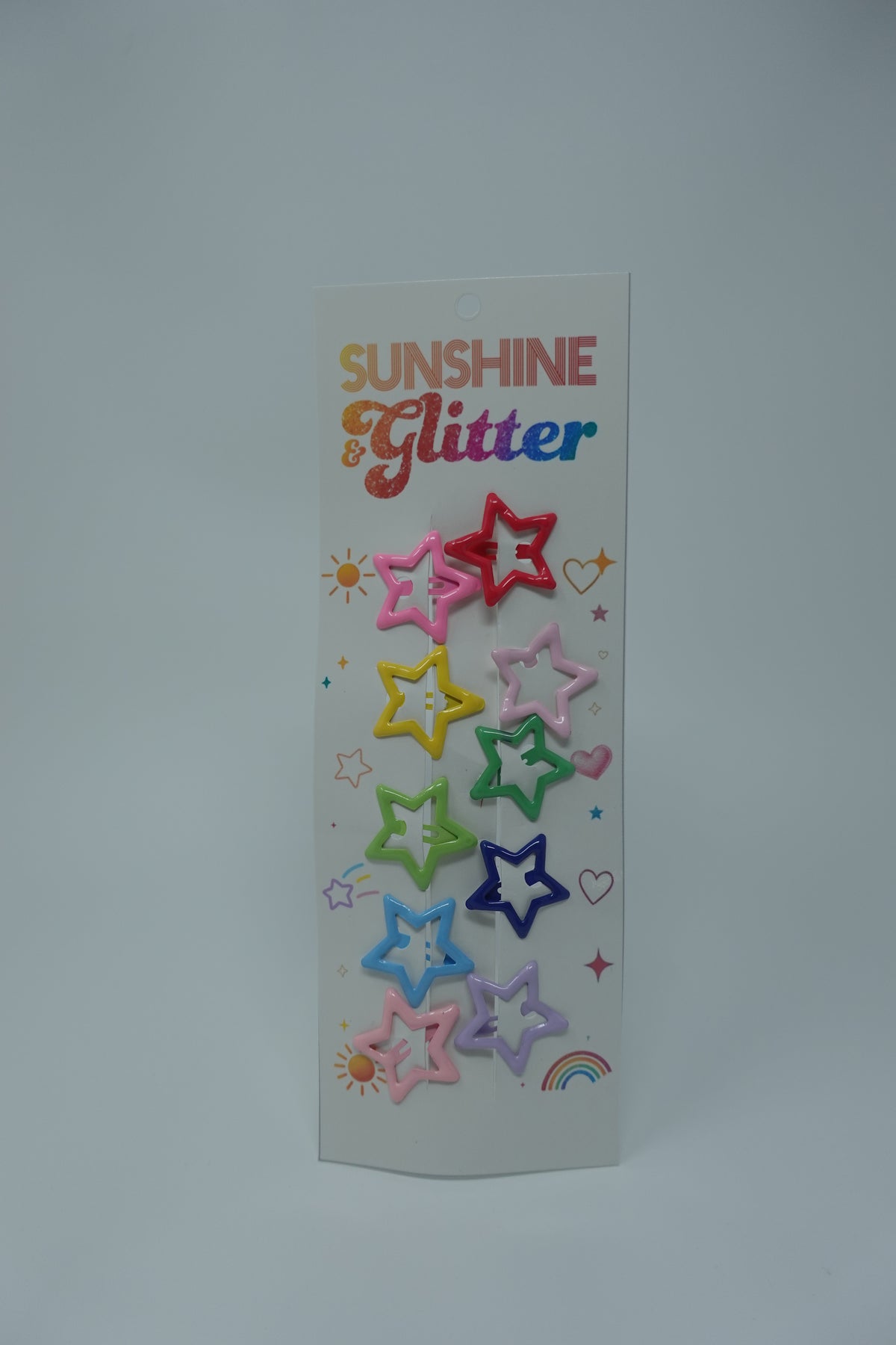Rainbow Star Hair Clips- 10pack
