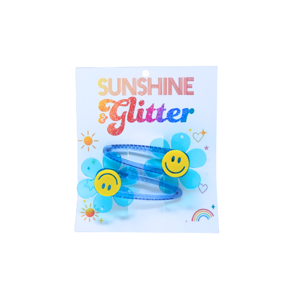 Smiling Daisy Hair Clip-Neon Yellow