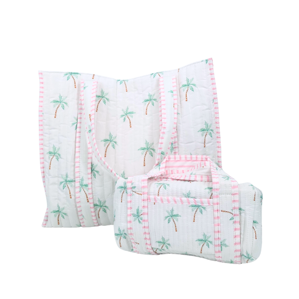 Pink Palm Beach Quilted Tote