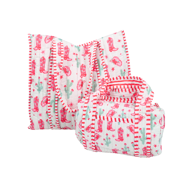 Pink Cowgirl Quilted Mini Duffle Bag