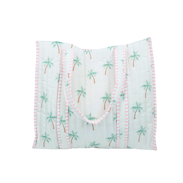 Pink Palm Beach Quilted Tote