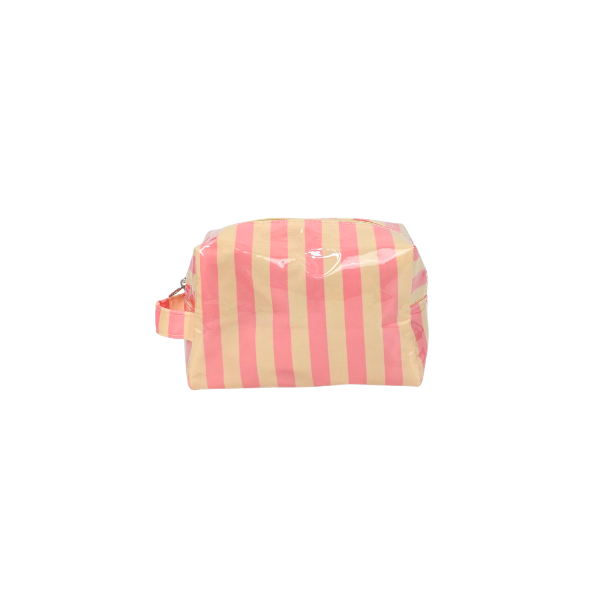Coated Canvas Cosmetic Case-Pink/Yellow