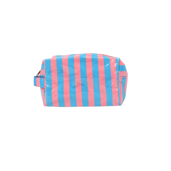 Coated Canvas Cosmetic Case-Pink/Blue