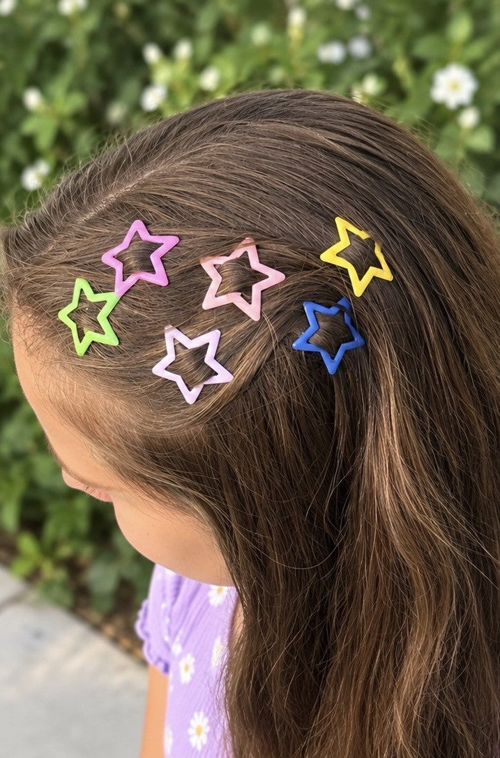 Rainbow Star Hair Clips- 10pack