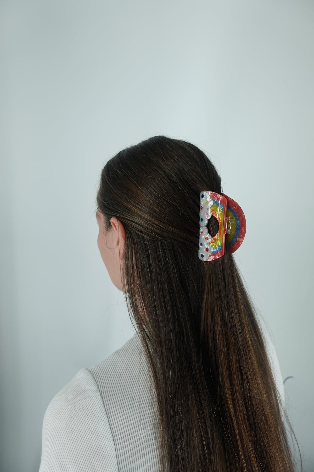 Rainbow Claw Hair Clip-Polka Dot