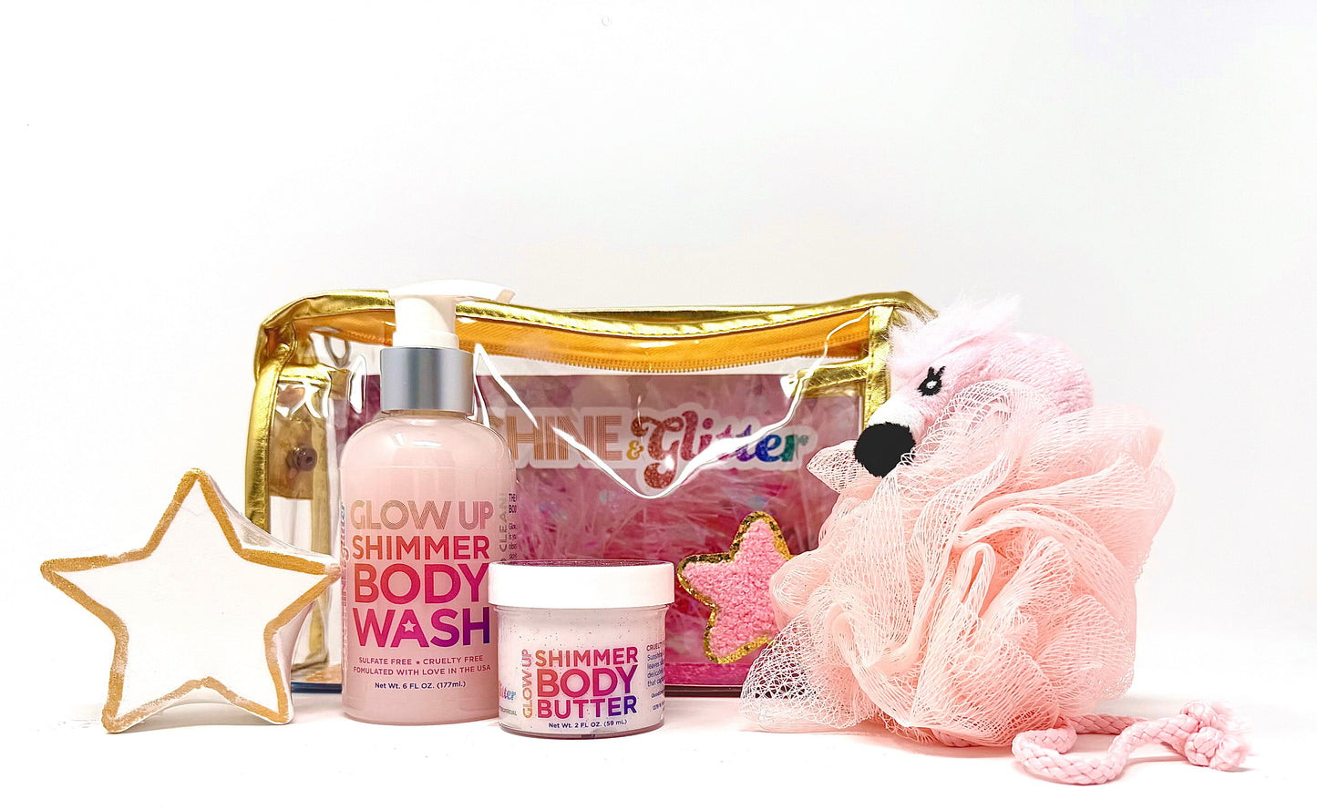 Flamingo Glow Holiday Shimmer Bath & Body Gift Set