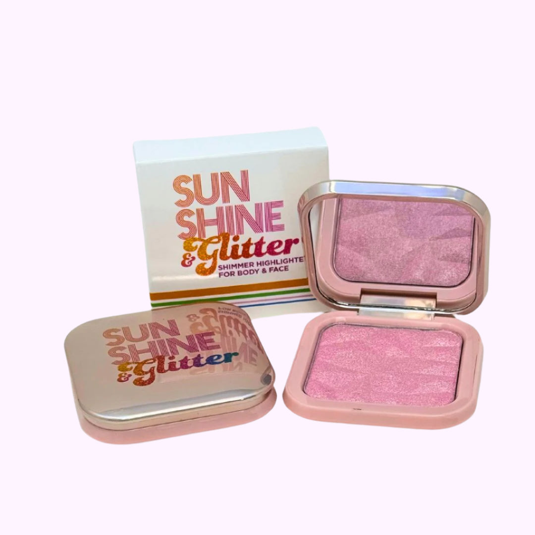 Sunshine & Glitter Highlighter Shimmer Compact - Pretty in Pink