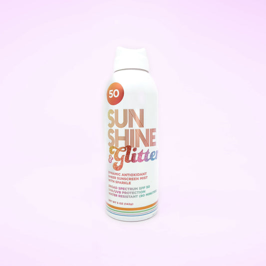 Sunshine & Glitter shimmer sunscreen with SPF – sparkling sun protection for body and face, net weight 5 oz

Sunshine & Glitter SPF shimmer sunscreen – reef-safe, water-resistant glitter sunscreen, net weight 5 oz

Sunshine & Glitter golden shimmer sunscreen – broad spectrum SPF protection with sparkle, net weight 5 oz

Sunshine & Glitter Festival Glow shimmer sunscreen – glittery SPF 30 sunblock for all skin types, net weight 5 oz