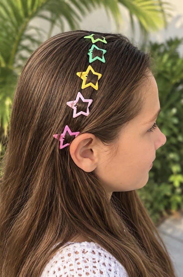 Rainbow Star Hair Clips- 10pack