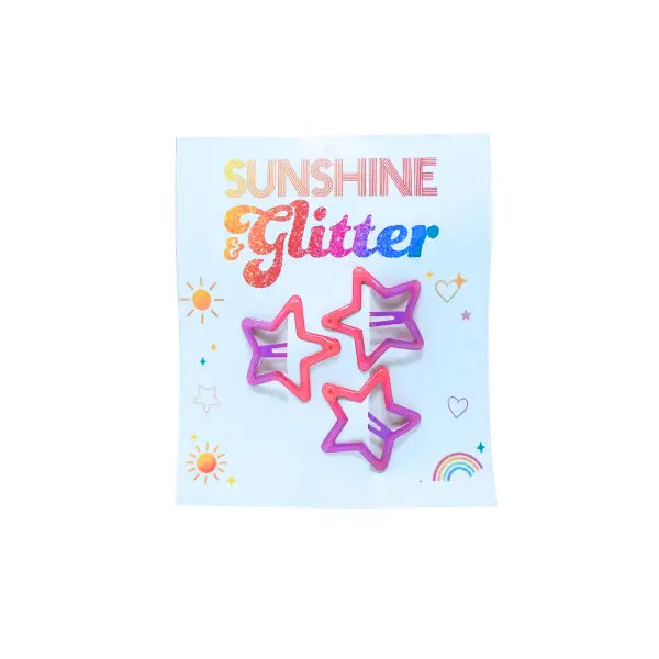 Star Barrette 3 pack in Pink/Purple