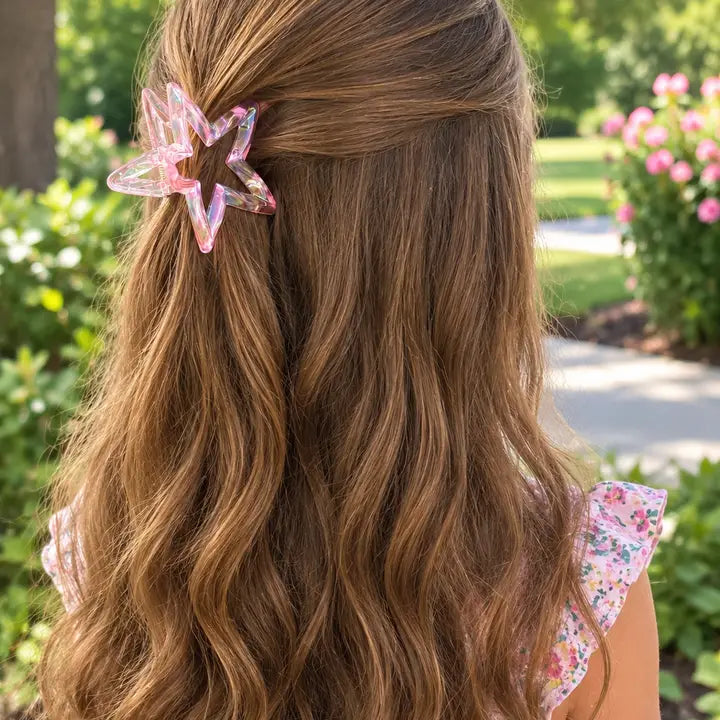 Pink Crystal Star Hair Clip
