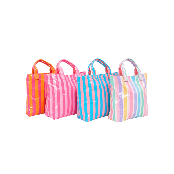 Coated Canvas Tote- Pink/Orange